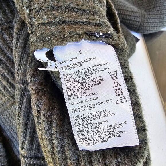 Nautica Men’s Sweater L Green V Neck Heavy Knit Cotton Blend NWT - Picture 7 of 7